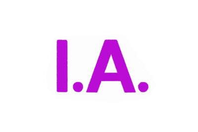 Bold purple I.A. letters centered on a white background representing lintelligence artificielle 1.