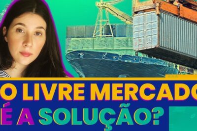 Woman portrait next to a container ship and bold headline in a vibrant thumbnail about livre comercio 6.