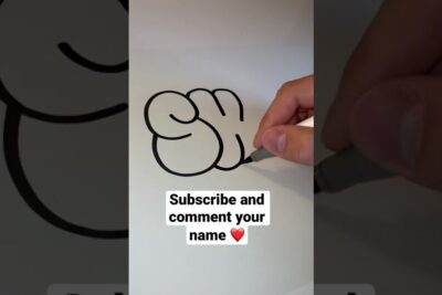 Hand drawing bubble-style graffiti letters with a black marker on white paper, los graffitis 2