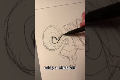 Hand drawing a stylized graffiti swirl with a black pen in los graffitis 3