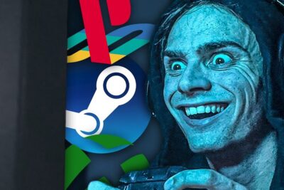Ecstatic gamer wearing headphones and holding a controller, capturing the energy of los videojuegos 6.