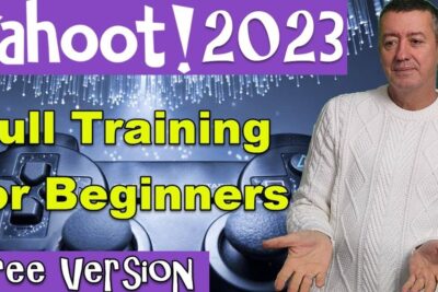 YouTube-style thumbnail with Kahoot 2023 header, game controller background and presenter illustrating lutilisation kahoot 1.