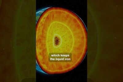 Cross-sectional view of Earth's glowing layered core with maan ytimen 1