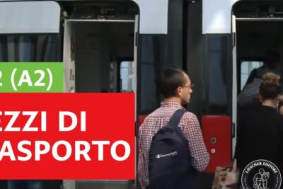 Passengers boarding a red and white tram at an urban stop illustrating mezzi trasporto and public transit use.
