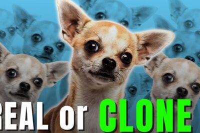 Pop-art Chihuahua portrait with multiple cloned faces referencing modifierade grodor 2