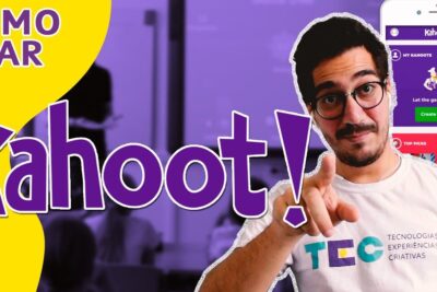 A presenter wearing glasses points at the camera in a colorful thumbnail promoting o kahoot and the Kahoot quiz app.