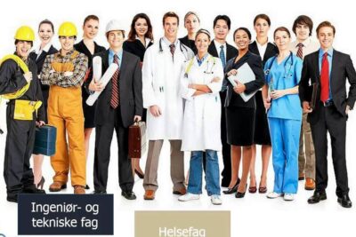 Group of healthcare workers, engineers, construction and business professionals representing okonomisk vekst