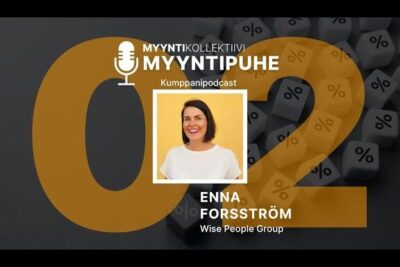 Podcast cover with a large orange 02, microphone icon and guest portrait alongside text, ottaa huomioon 1