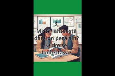 Two colleagues at a table examining printouts and charts on a wall while checking data sources, highlighting ottaa huomioon 2.