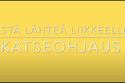 Yellow graphic with large white Finnish headline reading Katseohjaus and subheading, a visual cue to ottaa huomioon design focus