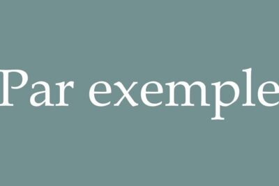 White serif lettering reading par exemple centered on a muted teal background.