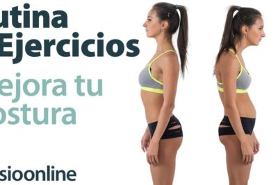 Side-by-side comparison of correct upright posture and slouched posture demonstrating posturas ejercicios 1