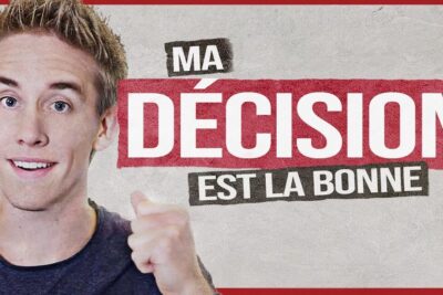 Smiling young man giving a thumbs-up next to a bold French headline, conceptual image for prendre decisions 1.