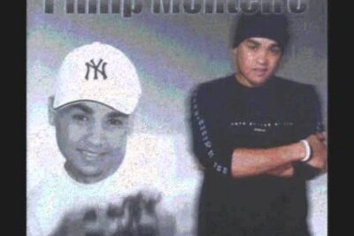 Grainy album-style image with two male portraits and bold top lettering referencing prisao perpetua 3.