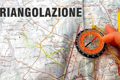 Topographic map with compass, pencil and ruler used to find propria posizione.