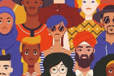 Illustrated diverse group of people showcasing multiculturalism and cultural relativism, relativismo cultural 3.