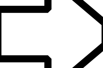 White right-pointing arrow icon with black outline for relevante 4 navigation.