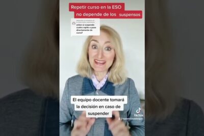 Woman presenter on screen explaining repetir curso and the teacher team's decision