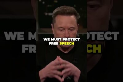 Contemplative interview subject with hands steepled beneath bold text 'We Must Protect Free Speech', sch tzen 2