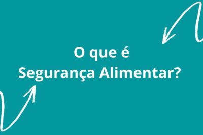 Teal graphic with Portuguese question 'O que é Segurança Alimentar?' highlighting seguranca alimentar