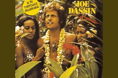 Male figure wearing a floral lei flanked by two women in tropical foliage, vintage portrait style, service militaire 2