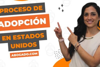 Smiling presenter pointing to a bold graphic about the sistema adopcion and adoption process in the United States