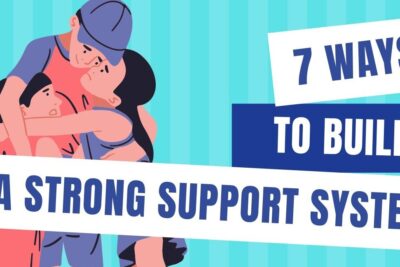 Illustrated group hug representing a strong support network and community connection