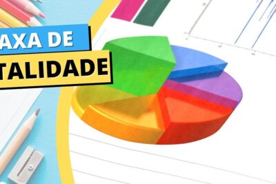Colorful 3D pie chart on paper with pencil and sharpener illustrating taxa natalidade 1.