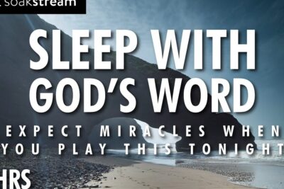 The bible 1 - Sleep with God's Word: Soothing Coastal Bible Audio Cover features a tranquil seaside arch and bold typography promoting restful scripture listening.