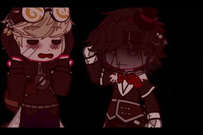 Two Gacha-style characters in a dark, emotional confrontation, they argue 1.