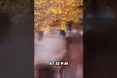Blurred pedestrians walking under golden autumn trees at noon tidssonen spania