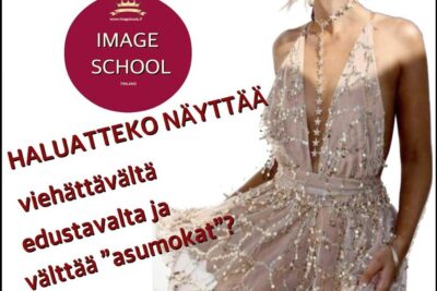 Woman wearing a pale beaded evening gown with a deep V-neck, star necklace and bracelet, ulkonaon hyvaksyminen 1