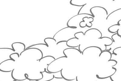 Cluster of hand-drawn cloud-like shapes suggesting unity and una constitucion