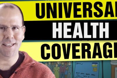 Thumbnail showing a presenter beside bold yellow and black text promoting universal healthcare 1 and health coverage
