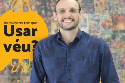 Smiling man in glasses next to a large yellow speech bubble reading 'Usar véu?' with the tag uso veu 1