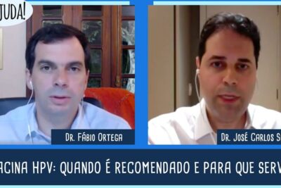 Two medical presenters in an online video discussing vacina hpv 1 recommendations and purpose