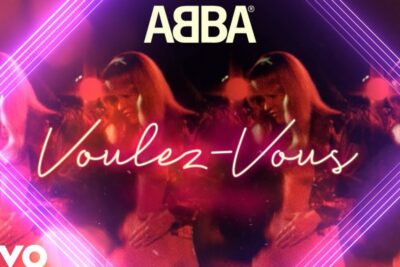 Neon disco album cover displaying the cursive title vous voulez over mirrored dancing silhouettes