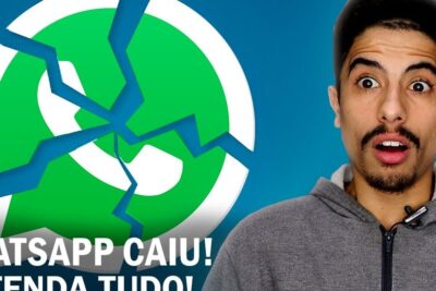 Shocked man beside a cracked green WhatsApp icon representing a messaging outage whatsapp ar 2