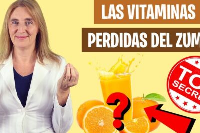 Smiling woman beside a glass of orange juice, sliced oranges, a red 'TOP SECRET' stamp and a bold arrow emphasizing zumo naranja 2